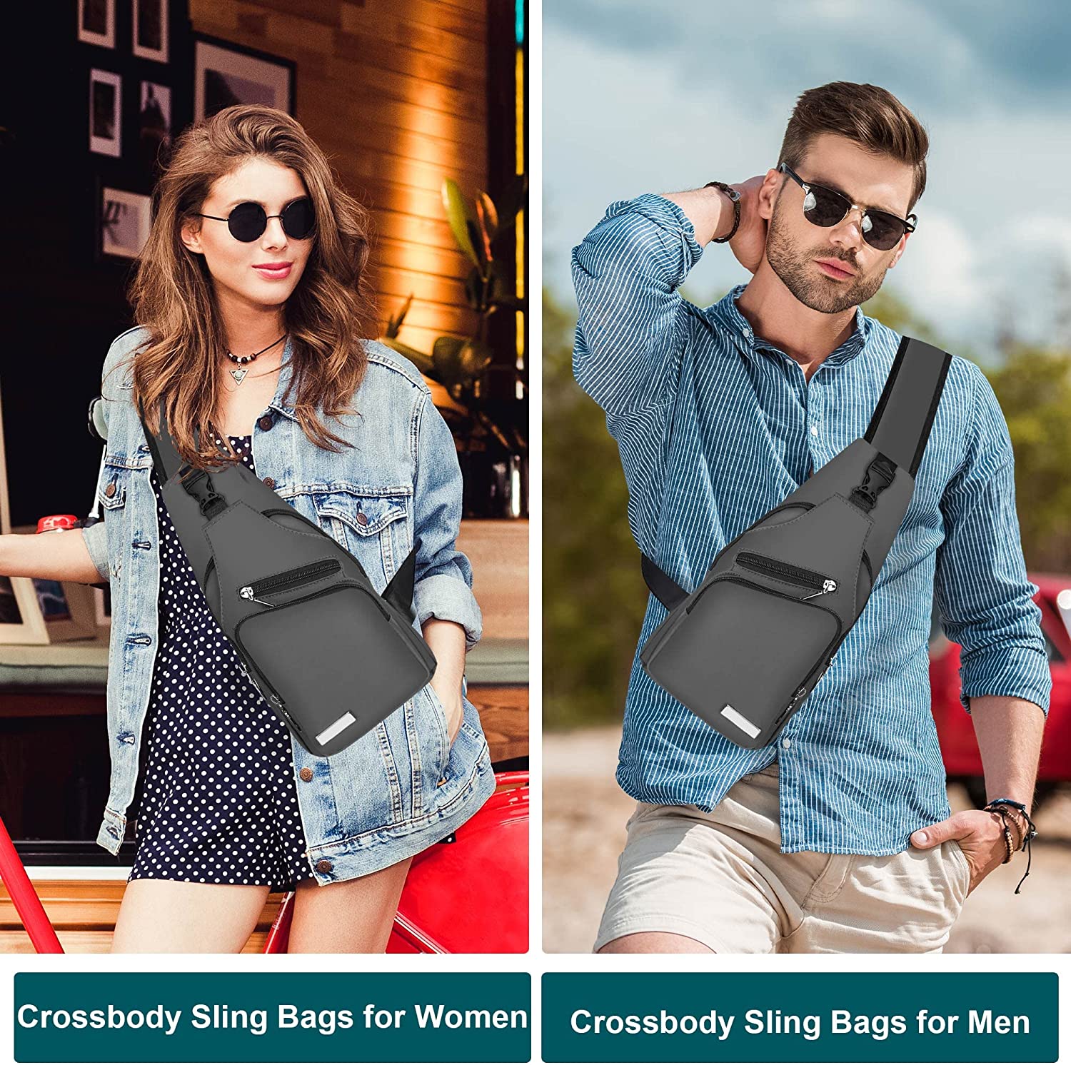 Sling Bag Crossbody Backpack for Women Men Chest Bag Hiking Bag with USB Charging Port for Camping Biking Travel Cycling - Image 5